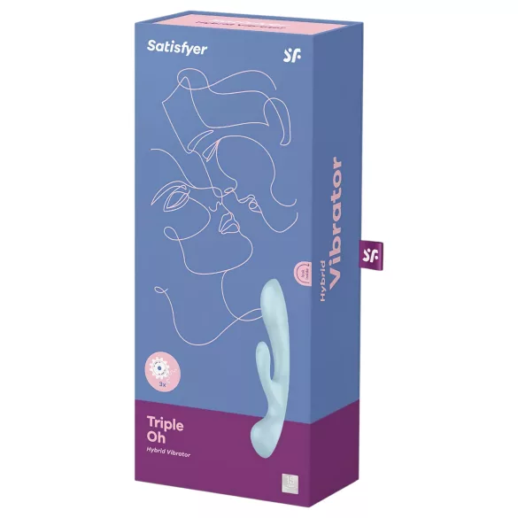 Satisfyer Triple Oh - vibrátor na klitoris s ramenom - nabíjateľný - modrý