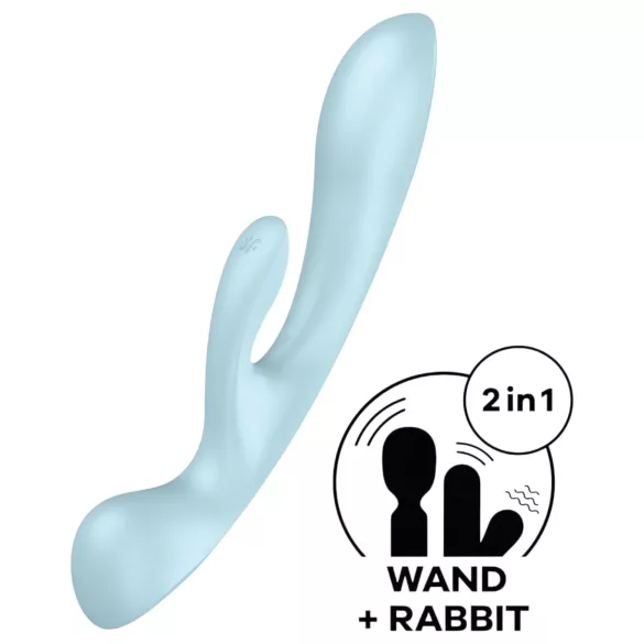 Satisfyer Triple Oh - vibrátor na klitoris s ramenom - nabíjateľný - modrý