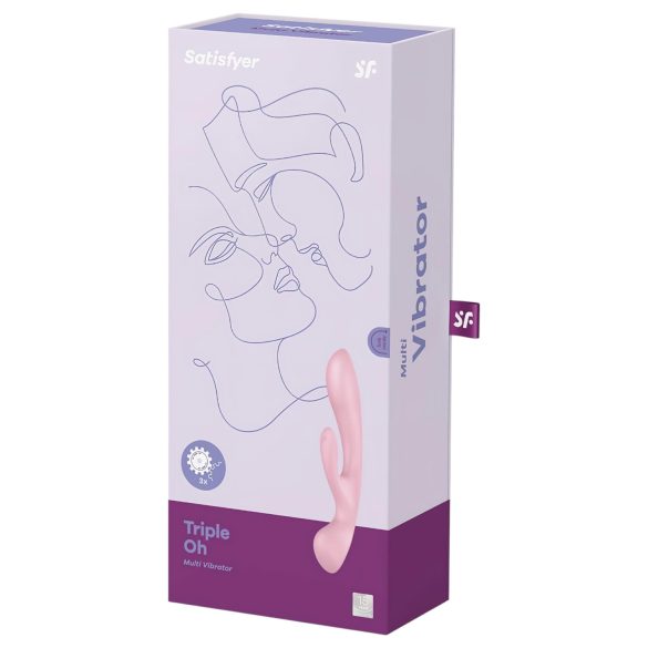 Satisfyer Triple Oh - dobíjací vibrátor s klitorisovým ramenom (ružový)