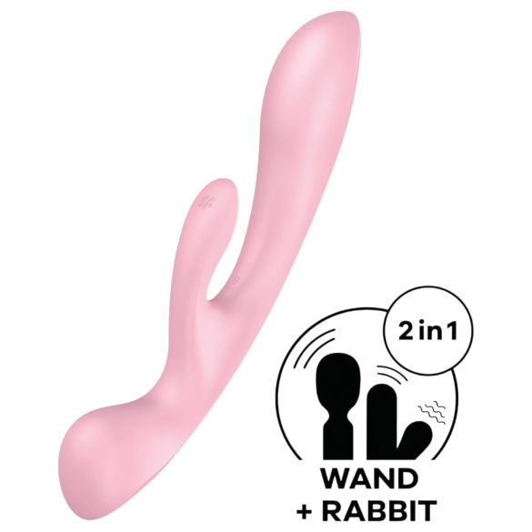 Satisfyer Triple Oh - dobíjací vibrátor s klitorisovým ramenom (ružový)