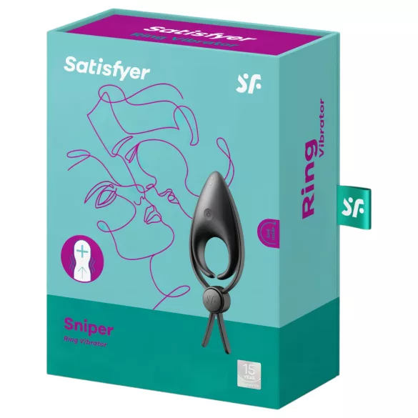 Satisfyer Sniper - vibračný erekčný krúžok na penis - nabíjateľný - čierny