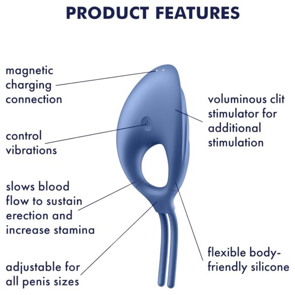 Satisfyer Swordsman - vibračný erekčný krúžok - nabíjateľný - modrý