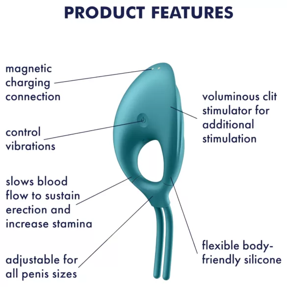 Satisfyer Swordsman - vibračný erekčný krúžok - dobíjací - zelený