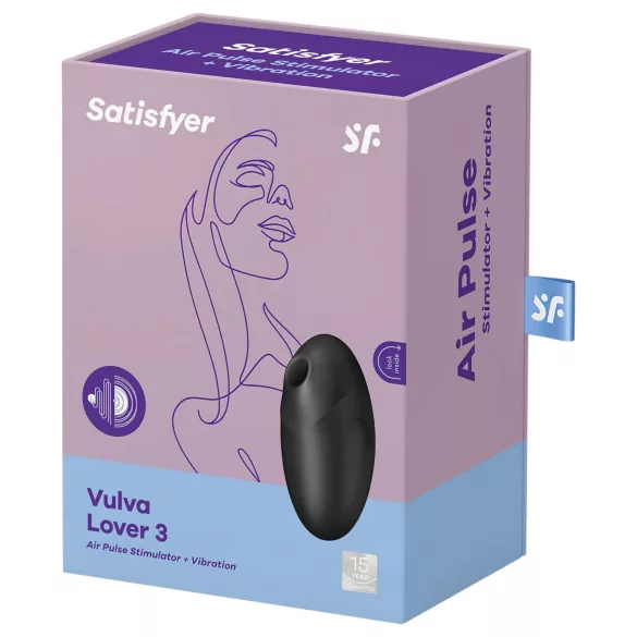 Satisfyer Vulva Lover 3 - stimulátor klitorisu s vlnami vzduchu - čierny