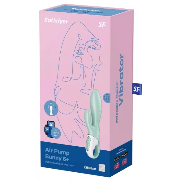 Satisfyer Air Pump Bunny 5 - vibrátor s čerpadlom ovládaný aplikáciou (mätový)