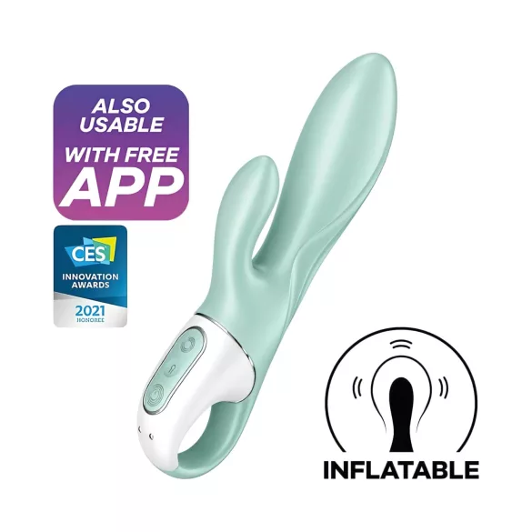 Satisfyer Air Pump Bunny 5 - vibrátor s čerpadlom ovládaný aplikáciou (mätový)
