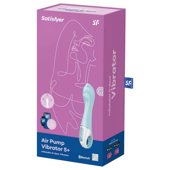 Satisfyer Air Pump Vibrator 5 - ovládaný aplikáciou (modrý)