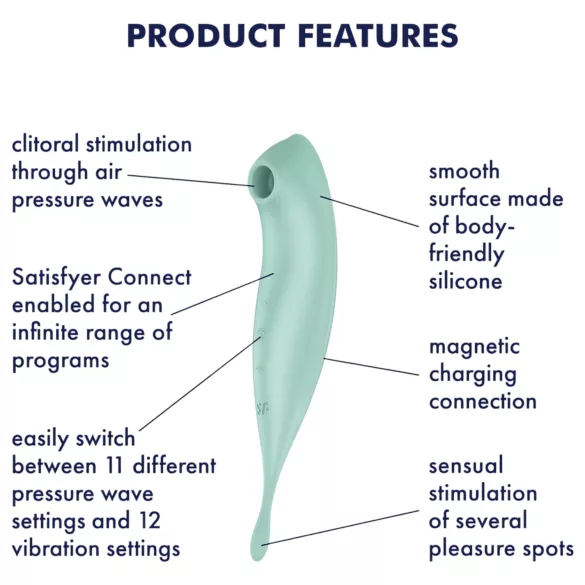 Satisfyer Twirling Pro - vibrátor na klitoris ovládaný aplikáciou (mentolová)