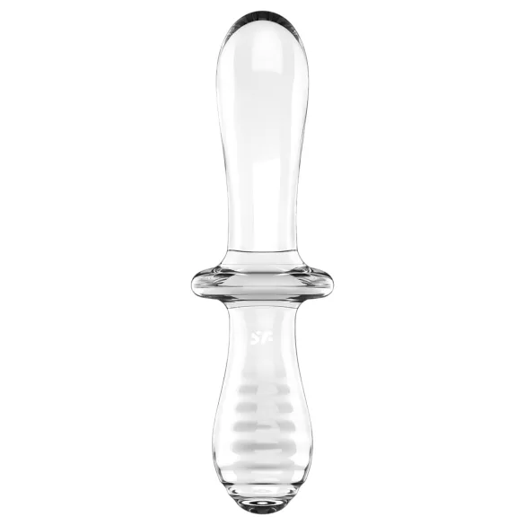 Satisfyer Double Crystal - obojstranné sklenené dildo - priehľadné