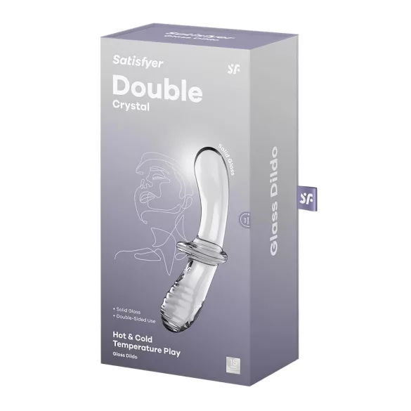 Satisfyer Double Crystal - obojstranné sklenené dildo - priehľadné