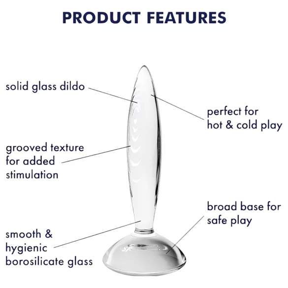 Satisfyer Sparkling Crystal - sklenené dildo - vrúbkované - priehľadné