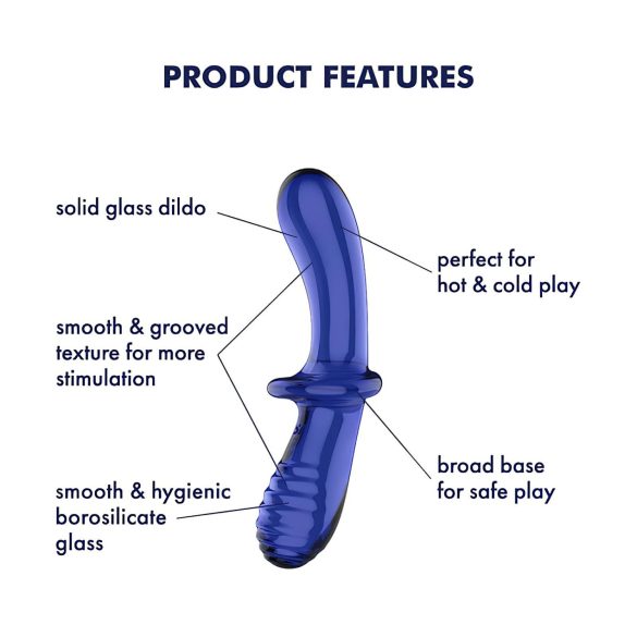 Satisfyer Double Crystal - obojstranné sklenené dildo - modré