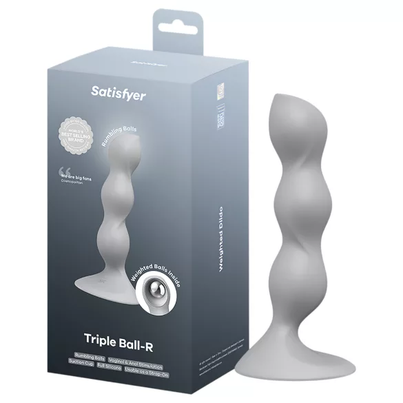 Satisfyer Triple Ball-R - dildó s guľkami - silikón - sivá