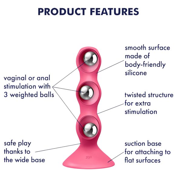 Satisfyer Triple Ball-R - análny vibrátor s guľôčkami - ružový