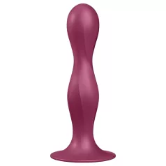   Satisfyer Double Ball-R - realistický pripínací dildó s prísavkou - červený