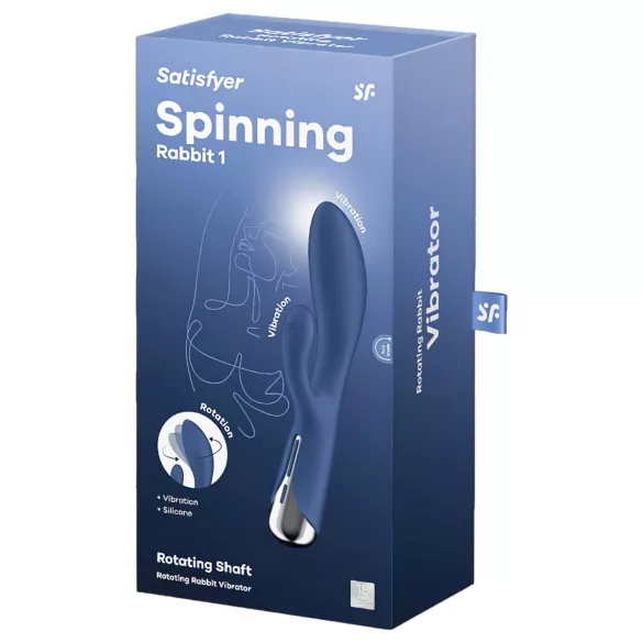 Satisfyer Spinning Rabbit 1 - vibrátor s rotačným klitorálnym ramenom - modrý