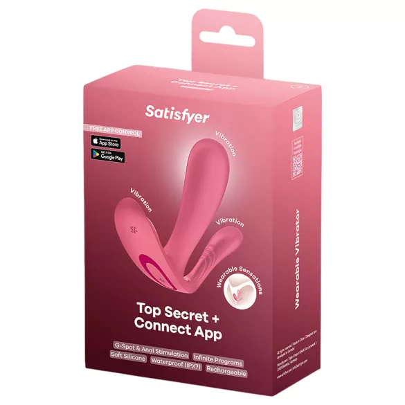 Satisfyer Top Secret+ - nositeľný vibrátor na bod G a análny vibrátor (ružový)