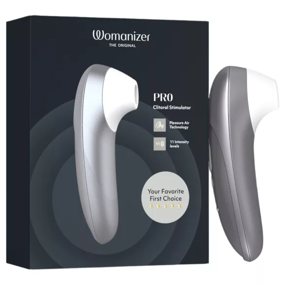 Womanizer Pro - stimulátor klitorisu s tlakovými vlnami (sivý)