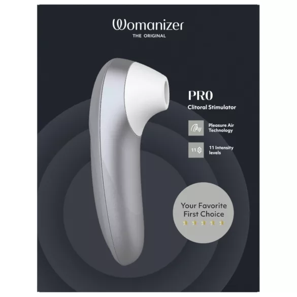Womanizer Pro - stimulátor klitorisu s tlakovými vlnami (sivý)