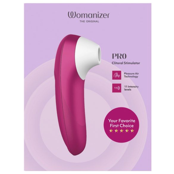 Womanizer Pro - stimulátor klitorisu na báze vĺn - ružový