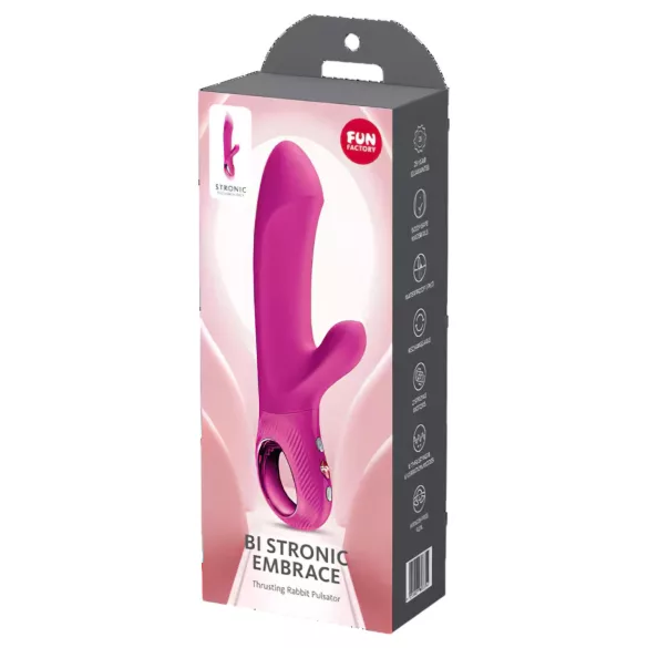 Fun Factory Bi Stronic Embrace - prirážajúci vibrátor s klitoriálnym ramenom (ružový)