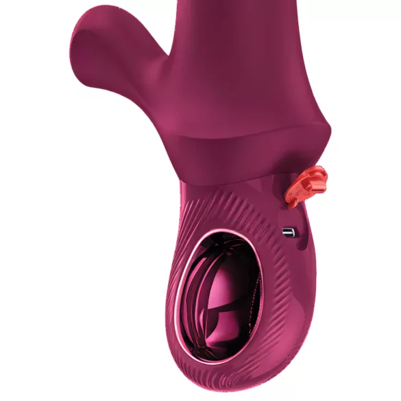 Fun Factory Bi Stronic Curve - tlačiaci vibrátor s klitoriálnym ramienkom (červený)