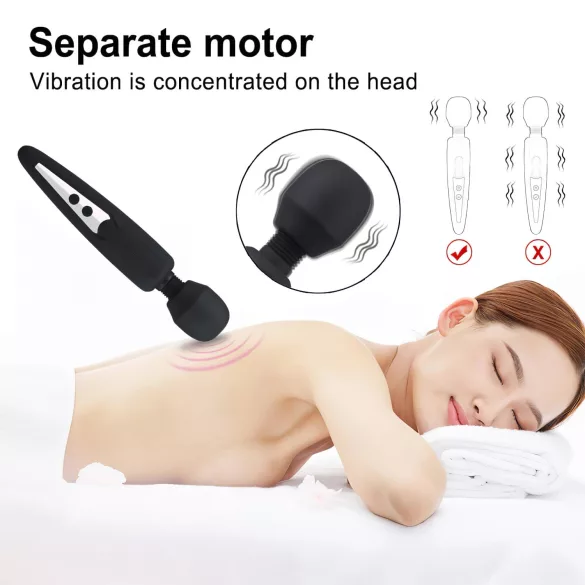 Mrow - nabíjací vibrátor na masáž - vodotesný - čierny