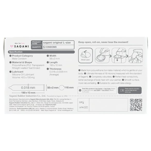 Sagami Original 0,01 L - kondóm - 58mm (5ks)