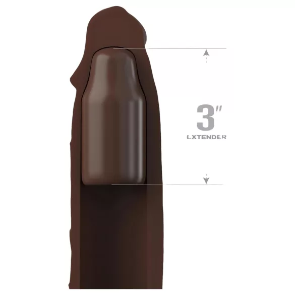 Pipedream - X-TENSION Elite 3 - erekčný návlek na penis s jedným krúžkom (hnedý)