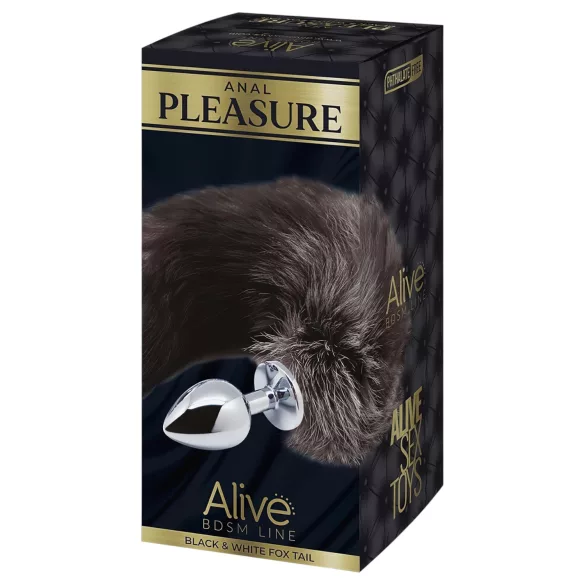 Alive Anal Pleasure - stredný análny kolík s líščím chvostom (strieborný)