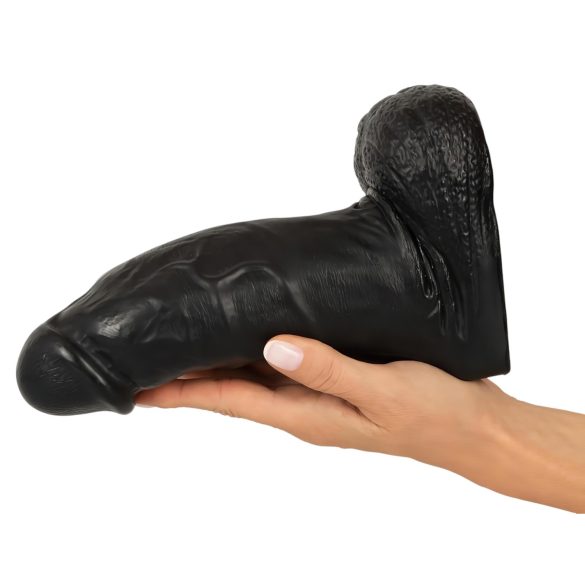 Realistixxx Real Giant - obrovské dildo s semenníkmi - 22 cm (čierne)
