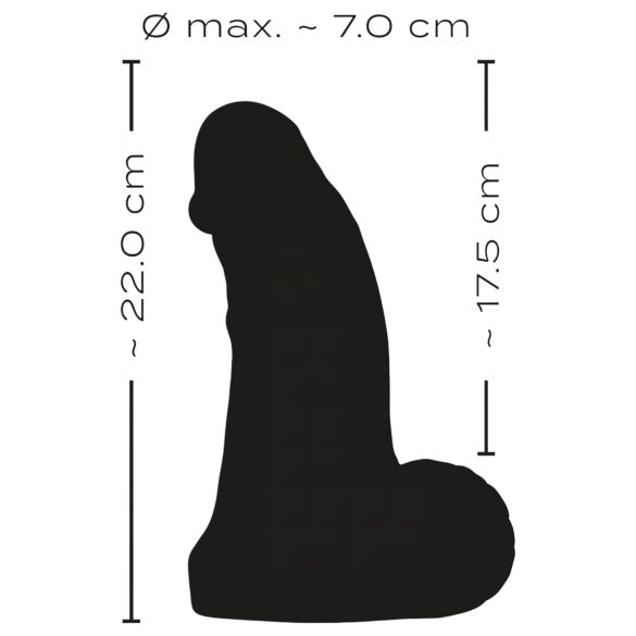 Realistixxx Real Giant - obrovské dildo s semenníkmi - 22 cm (čierne)