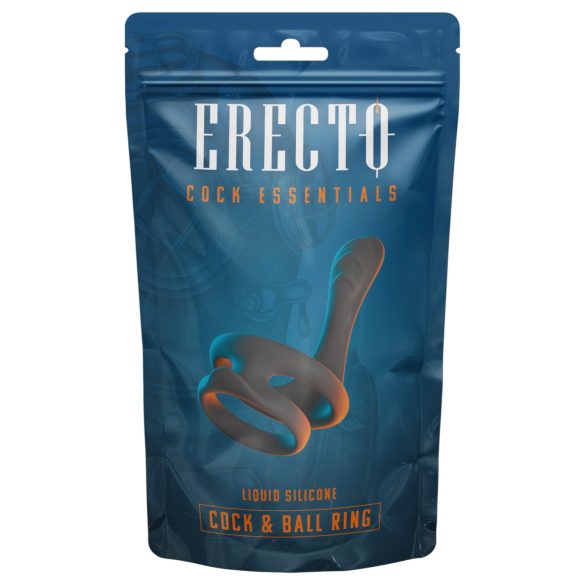 Erecto - erekčný krúžok na penis a semenníky - čierny