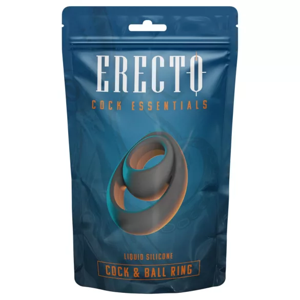 Erecto - erekčný krúžok na penis a semenníky - silný - čierny