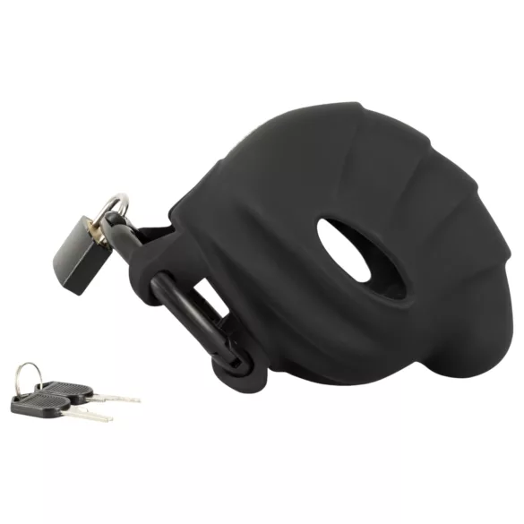 Black Velvets - klietka na penis a semenníky - čierna