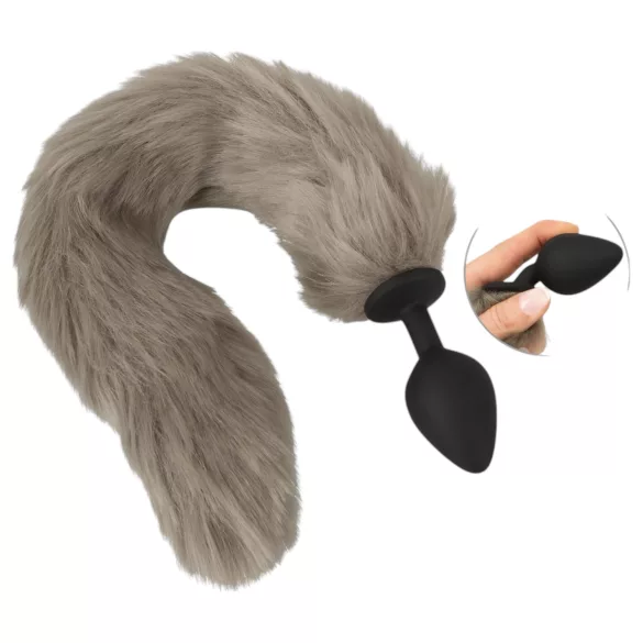 You2Toys - análna zástrčka so silikónovým chvostom - sivá