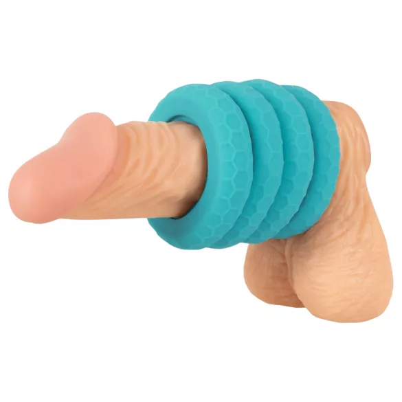 You2Toys - 3v1 sada krúžkov na penis a semenníky (tyrkysová)