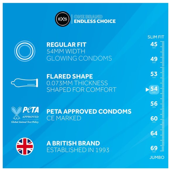 EXS - prezervatív svietiaci v tme - 3 ks