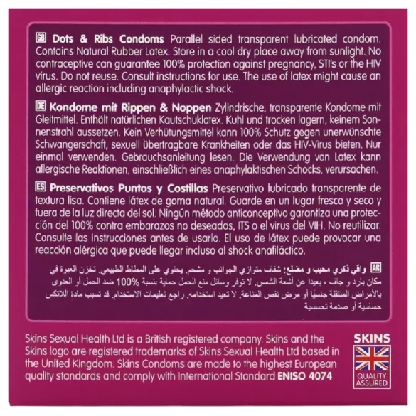 Skins - kondóm s drážkami a bodkami - 4 ks