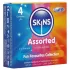 Skins - mix kondómov - bodkované, natural, extra tenké (4 ks)