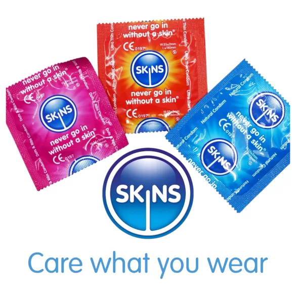 Skins - mix kondómov - bodkované, natural, extra tenké (4 ks)