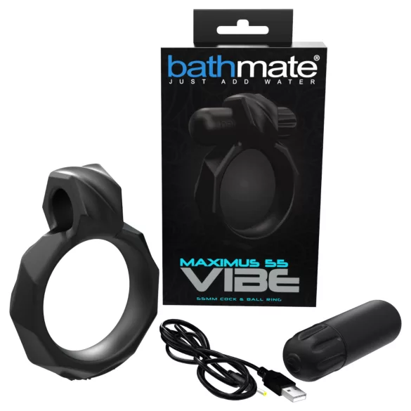 Bathmate Maximus Vibe 55 - vibračný krúžok na penis s akumulátorom (čierny)