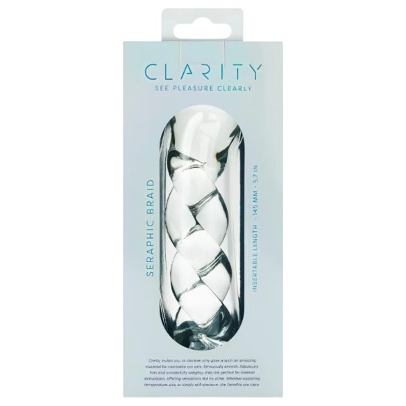 Clarity - sklenené dildo s pleteným vzorom - priehľadné