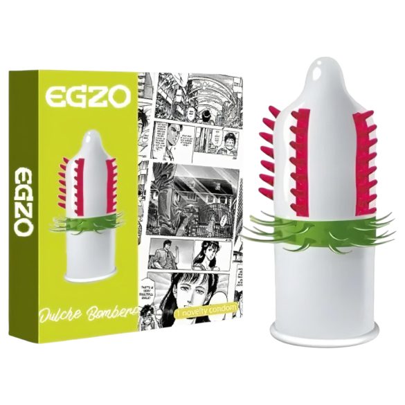 Egzo Dulche Bombero - stimulačný latexový kondóm s výstupkami - 1 ks