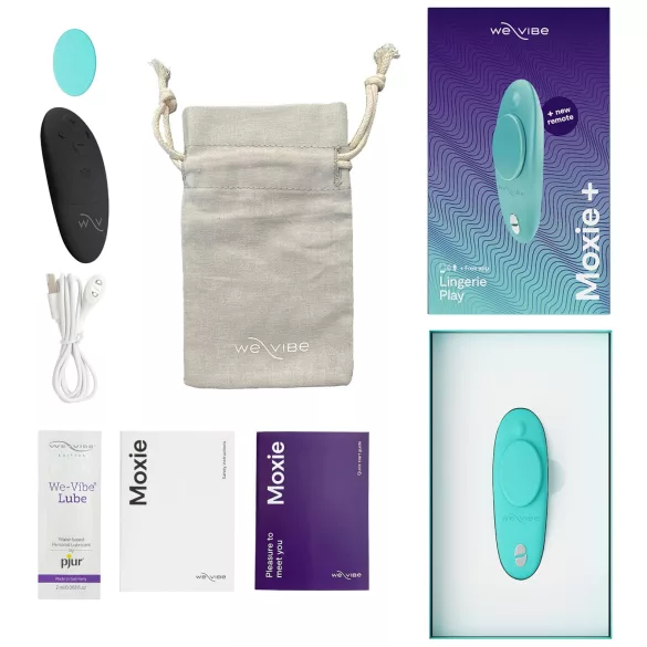 We-Vibe Moxie+ - nositeľný klitorisový vibrátor s aplikáciou a diaľkovým ovládaním (tyrkysový)