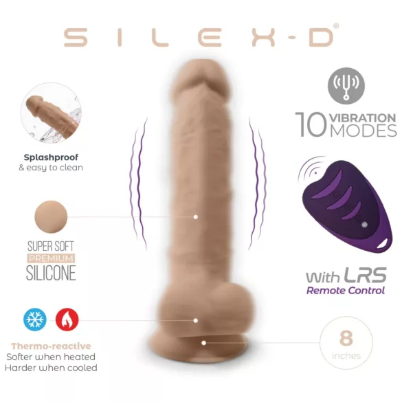 Silexd 8 - vibrátor na diaľkové ovládanie - s semenníkmi - telová farba