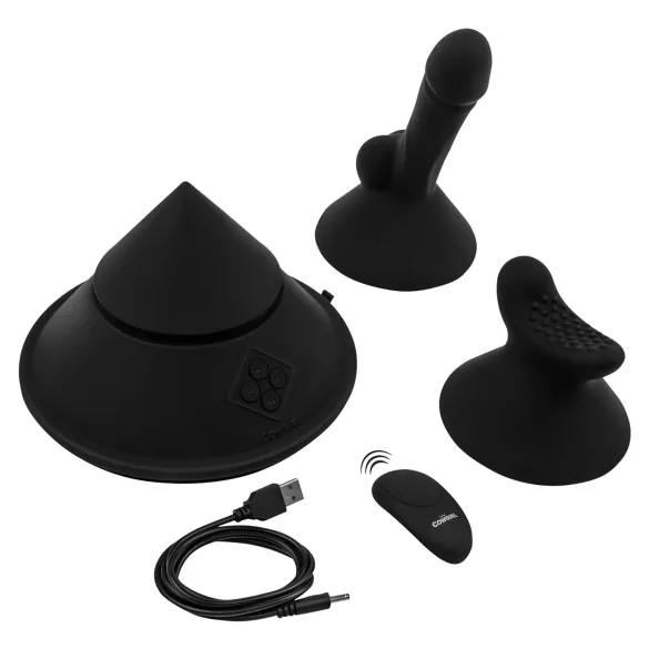 The Cowgirl Cone - inteligentný sexstroj s rôznymi nadstavcami (čierny)