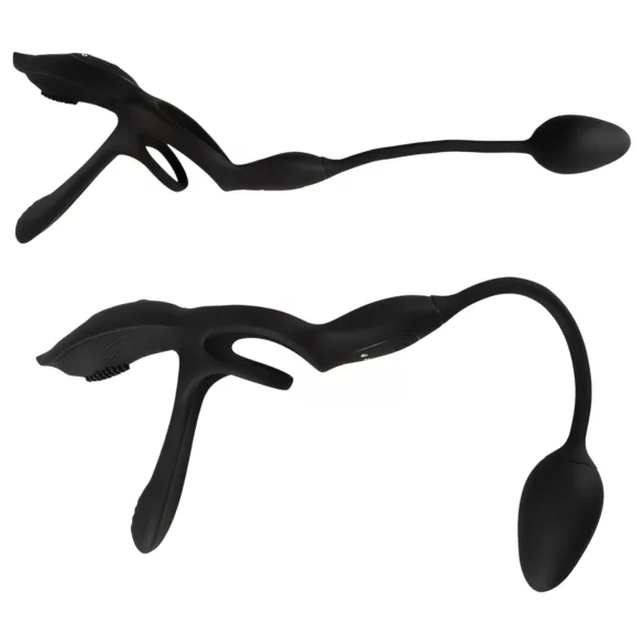 Couples Choice - vibračný erekčný krúžok pre páry - multifunkčný - čierny