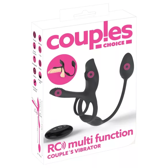 Couples Choice - vibračný erekčný krúžok pre páry - multifunkčný - čierny