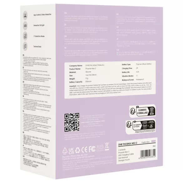 Svakom Phoenix Neo 2 - vibračné vajíčko s aplikáciou - fialové